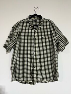 Knights Sportswear Navy‎ and Yellow Plaid Short-Sleeve Button-Down Shirt